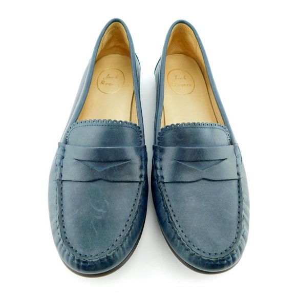 JACK ROGERS Navy Blue Leather Slip-on Penny Loafer Flats 11 - Picture 2 of 7